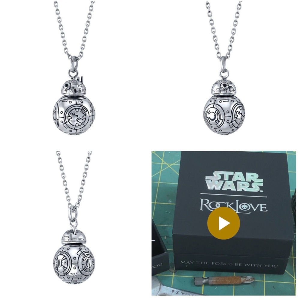 ROCKLOVE JEWERLY STAR WARS BB8 only DROID NECKLACE STERLING SILVER